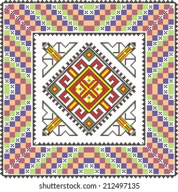 Ukrainian vector pattern for embroidery cross decoration and paper media