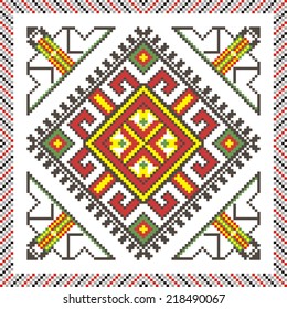 Ukrainian vector pattern for embroidery cross decoration and paper media 