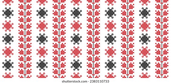 Ukrainian vector textile, fabric, cloth seamless pattern, print. Ukrainian folk, ethnic pattern in yellow and blue colors. Pixel art, vyshyvanka, cross stitch.