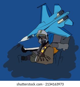 ilustrador vectorial guerrero ucraniano. ilustración de dibujos de mano vectorial de guerra de ucrania aislada en fondo blanco, ilustración de vector de guerra 