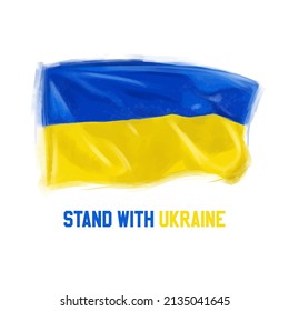 Ukrainian waving flag hand painted vector illustration 