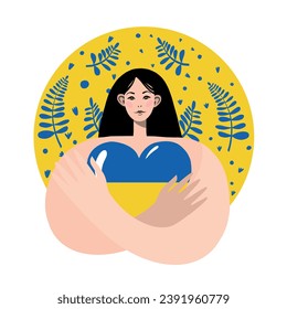 Ukrainian woman. Art. The concept of support for Ukraine. Stop war. Support for Ukraine. Vector illustration. Isolated