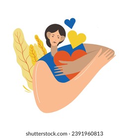 Ukrainian woman. Art. The concept of support for Ukraine. Stop war. Support for Ukraine. Vector illustration. Isolated