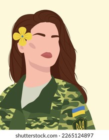 Ukrainian woman soldier. Military woman. Stop war in Ukraine.