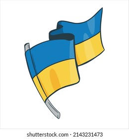 Ukrainian Yellow and Blue Flag Hand Drawn Vector illustration. 