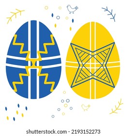 Ukranian Easter Eggs. Blue and yellow - colors of the Ukranian flag