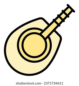 Ukulele art icon outline vector. Music guitar. Play style color flat