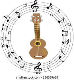 Ukulele background stars Music notes