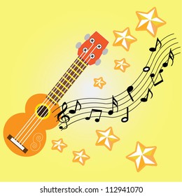Ukulele Backgrounds Stars and Music notes