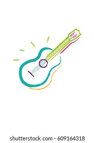 Ukulele Contemporary Abstract Illustration. Editable Clip Art.