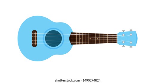 ukulele cute blue pastel isolated on white, small ukelele blue soft color for flat icon, realistic ukelele for classical music play, ukulele classic retro style in holiday summer concept, small guitar