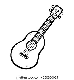 ukulele guitar / cartoon vector and illustration, black and white, hand drawn, sketch style, isolated on white background.