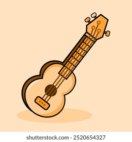 Ilustración vectorial de dibujos animados de guitarra de ukelele. Adecuado para instrumentos musicales y contenido de entretenimiento