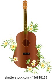 Ukulele guitar with flowers