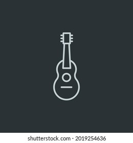 Ukulele, guitar icon vector on black background