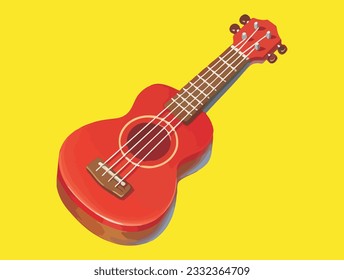 Ukulele Guitar Illustration On A Yellow Background