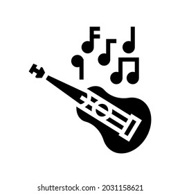 ukulele hawaii musician instrument glyph icon vector. ukulele hawaii musician instrument sign. isolated contour symbol black illustration