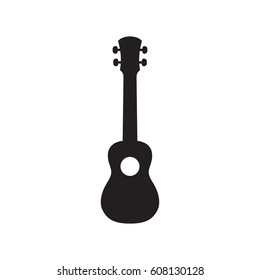 Ukulele Hawaiian Guitar In Simple Black Style Isolated On White Background. Created For Mobile, Web, Decor, Print Products, Application