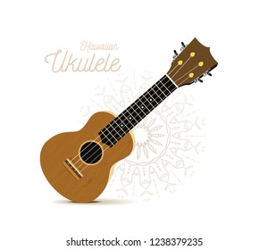 Ukulele - Hawaiian musical instrument. Vector illustration on white