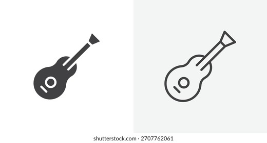 Icono de ukelele. colección de línea de trazo editable y estilos planos sólidos.