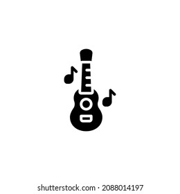 ukulele icon designed in solid black style and glyph style in musical instrument icon category