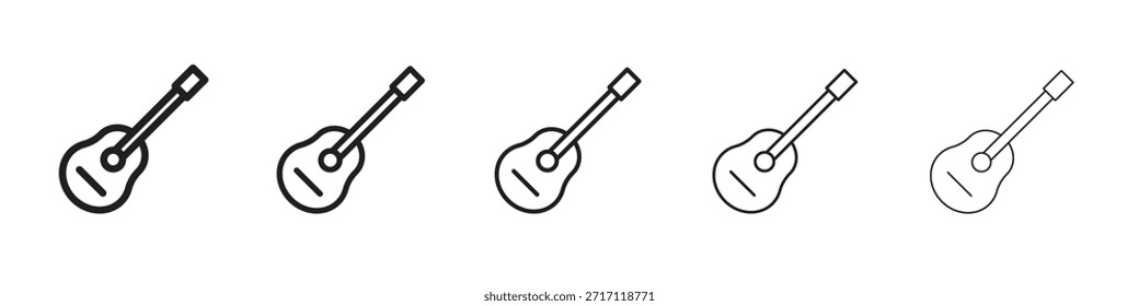 Símbolo de icono de ukelele en línea delgada, contorno negro y estilo de trazo