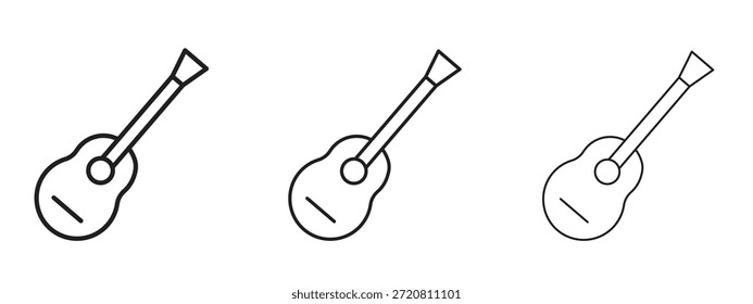 Ukulele-Symbol, dünnes Liniensymbol auf weißem Hintergrund, bearbeitbare Vektorgrafik