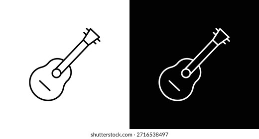 Esquema del logotipo del icono del ukelele. Vectores de línea delgada