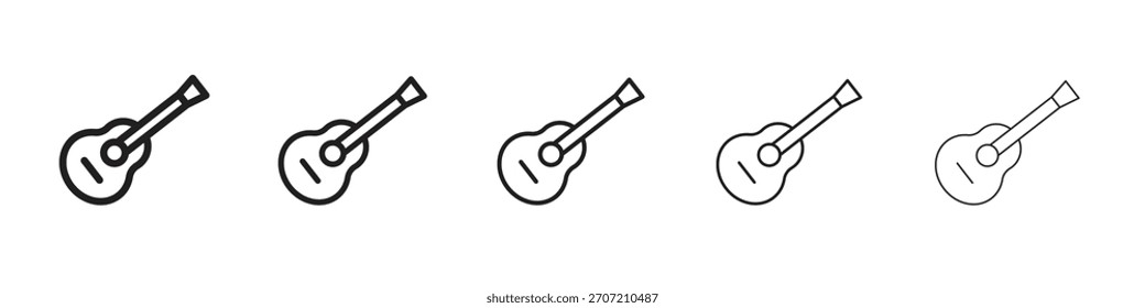 Icono de ukelele Conjunto de trazos lineales negros y delgados