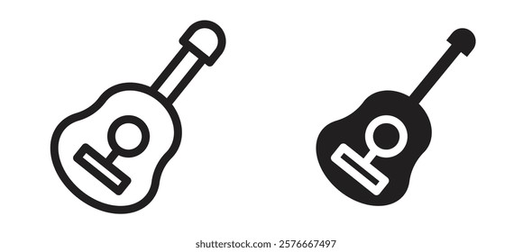 Ukulele icons in outline and stroke versions