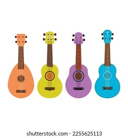 Ukulele illustration vector icon flat design template