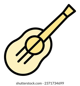 Ukulele instrument icon outline vector. Music guitar. Beach art color flat