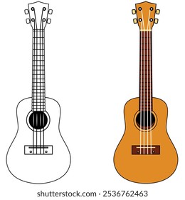 Ukulele instrument vector illustration. Ukulele guitar design