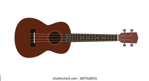 Ukulele isolated on white, musical instrument. Vector illustration