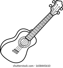 Ukulele. Modern musical instrument. Hawaii State symbol. Vector outline icon.