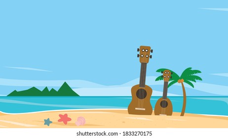 Ukulele on relaxing beautiful beach