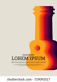 Ukulele poster template. Abstract music retro vintage background, vector illustration