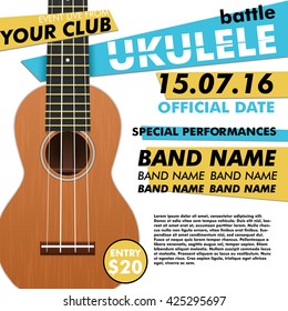 Ukulele show poster for your design / live concert acoustic / folk music / indie  / 