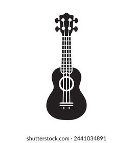 Ukulele Silhouette - Iconic Stringed Instrument Design on White Background