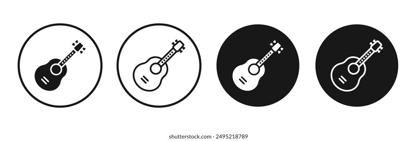 Ukulele vector icon set black filled and outlined style.