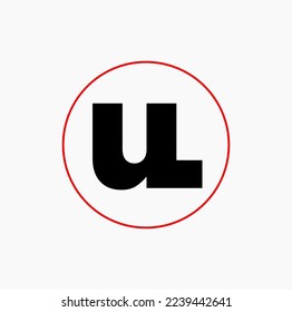 Icono de letras iniciales de nombre de empresa UL. Monograma UL.