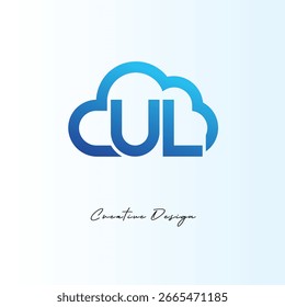 UL Creative Blue Cloud Letter Logo Modern Technology and Data Storage Icon minimalist cloud logo Creative monogram cloud Latter Logo