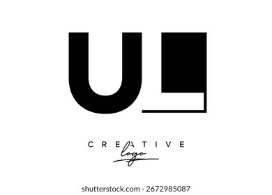 Logotipo de espacio negativo minimalista creativo de UL con monograma moderno para marca y logotipo de marca comercial con letras iniciales Diseño de logotipo para marca.