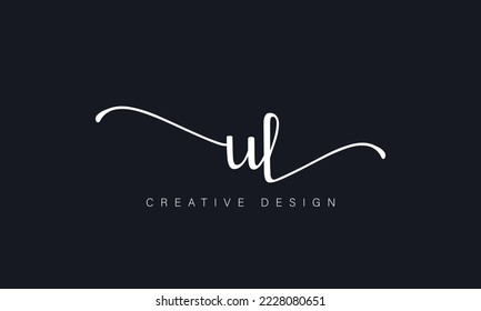 UL Handschrift Logo. UL Logo Design, Vektorvorlage.