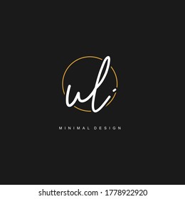 UL Initial handwriting or handwritten logo for identity. Logo with signature and hand drawn style.