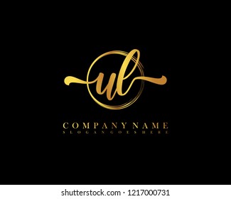 UL initial handwriting logo circle template vector