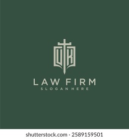 UL initial monogram for law firm with sword and shield logo image