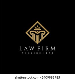 UL initial monogram logo for lawfirm with pillar in creative square design