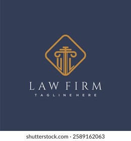 UL initial monogram logo for lawfirm with pillar in creative square design