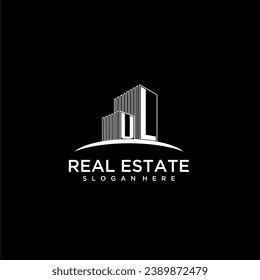 logotipo de monograma inicial de UL para inmuebles con estilo de construcción